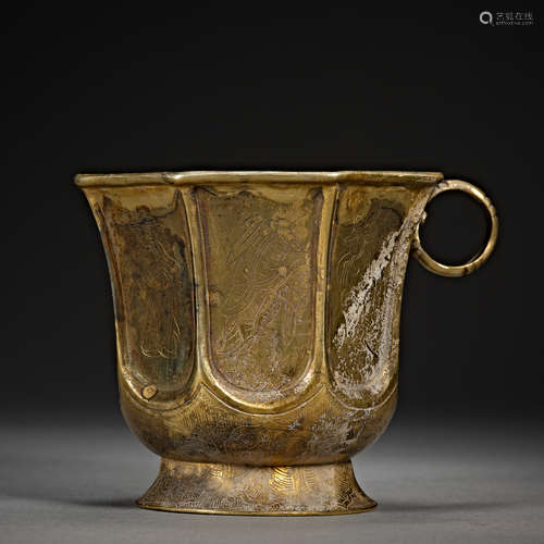 China, Tang Dynasty, Gilt Silver, Silver Cup