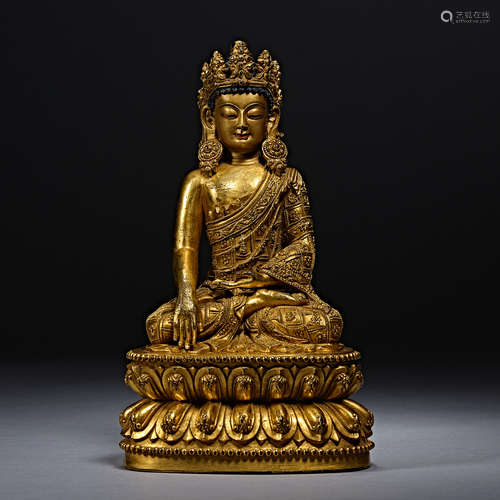 China, Qing Dynasty, Gilt Bronze , Buddha statue