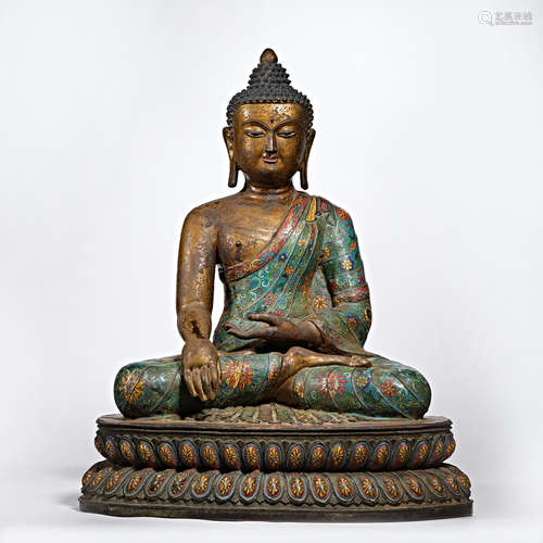 China,Qing Dynasty, Cloisonne Buddha statue