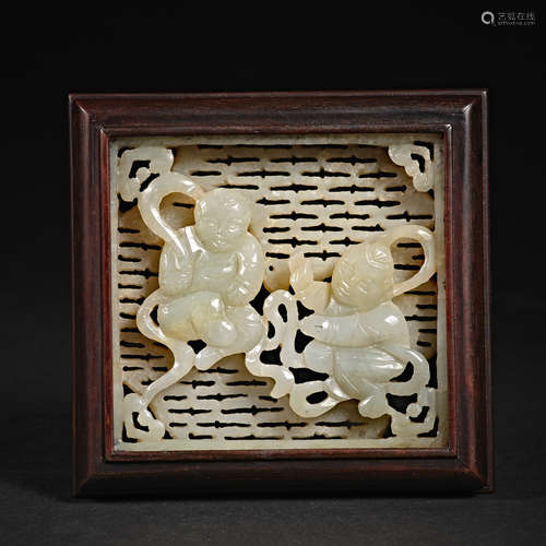 China,Qing  Dynasty, Hetian Jade, Boy, Pen Rack