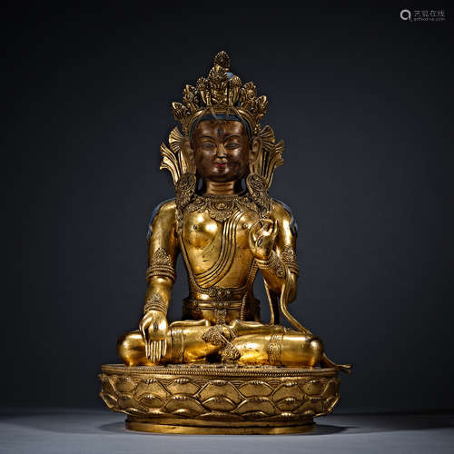 China, Qing Dynasty, Gilt Bronze , Buddha statue