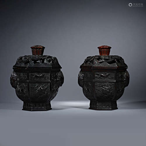 China, Qing Dynasty, Red sandalwood, incense Censer