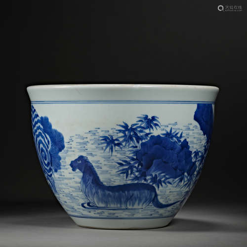 China, Qing Dynasty,  blue and white,  Porcelain, Vat