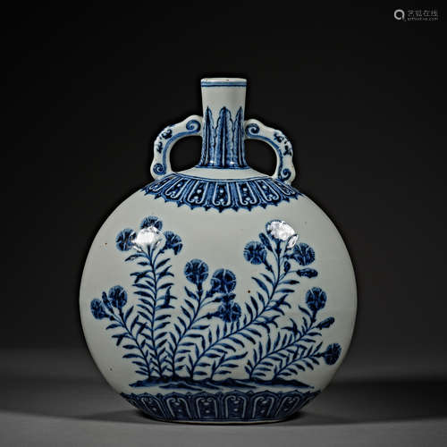 China, Qing Dynasty,  blue and white,  Porcelain, Bottle