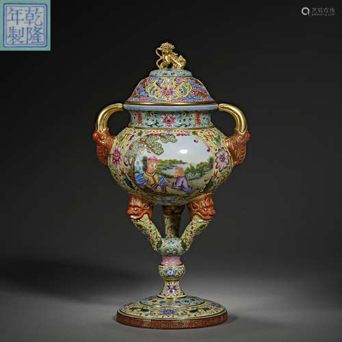 China,Qing Dynasty Qianlong, Famille Rose porcelain, Censer