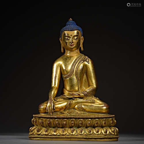 China, Qing Dynasty, Gilt Bronze , Buddha statue