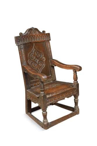 An oak wainscot armchair, 17th century,