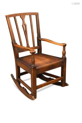 An elm country rocking chair, 19th century,