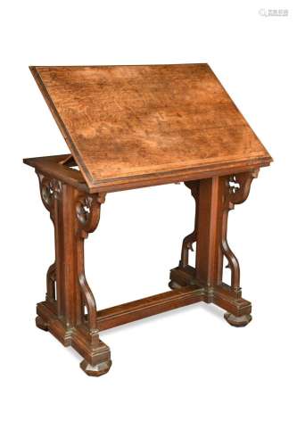 A Victorian 'Puginesque' oak library table,