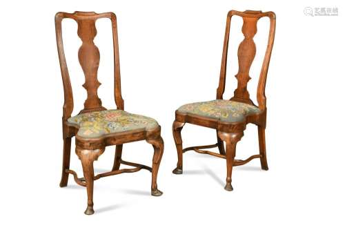 A pair of George I dining chairs,