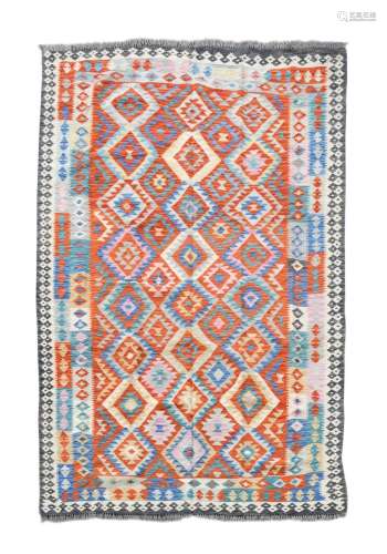A large hand-knotted pure wool kelim carpet,