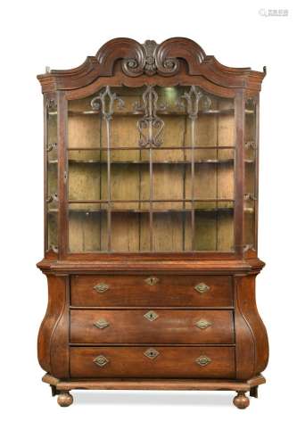 A Dutch oak bombe cabinet, late 18th /early 19th century,
