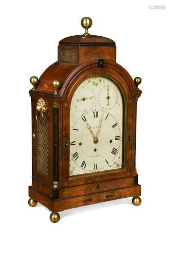 A Regency mahogany and brass inlaid bracket clock,