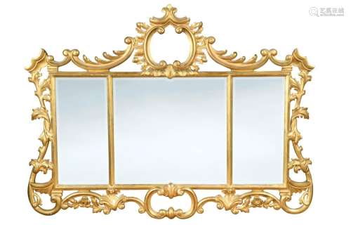 A George III style carved giltwood wall mirror, 19th century...