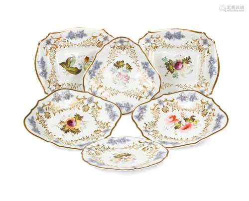 An English porcelain dessert service, 19th century,