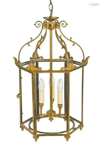 A Regency style brass hall lantern, modern,