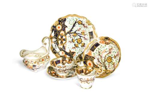 An English porcelain imari part tea and coffee service, 19th...