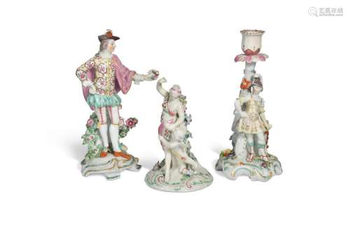 A Derby figural candlestick of Mars, circa 1770,