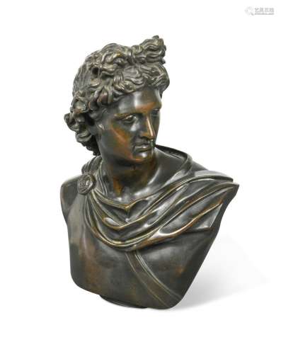 After the Antique, a grand tour bronze bust of the Apollo Be...