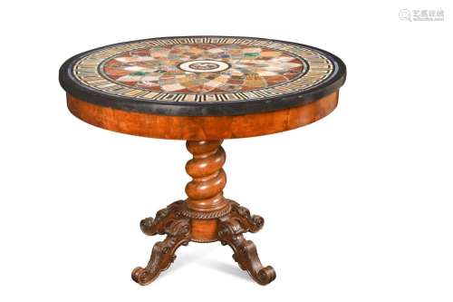 A mahogany centre table with later specimen marble top, 19th...