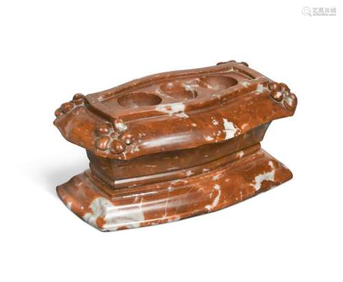 A grand tour rosso marble ink stand, 19th century,