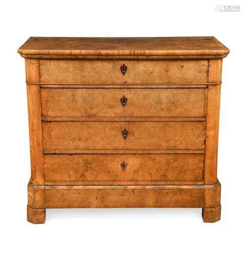 A French walnut commode chest, 19th century,