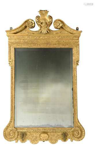 A George I giltwood wall mirror,