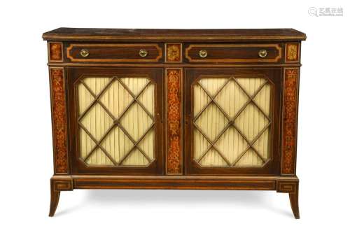 A simulated rosewood side cabinet, 19th century,