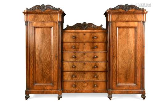 A William IV mahogany wardrobe,