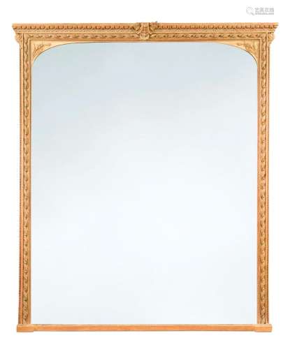 A giltwood overmantel mirror, 19th century,