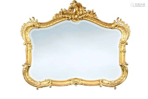 A rococo gilt frame wall mirror, 19th century,