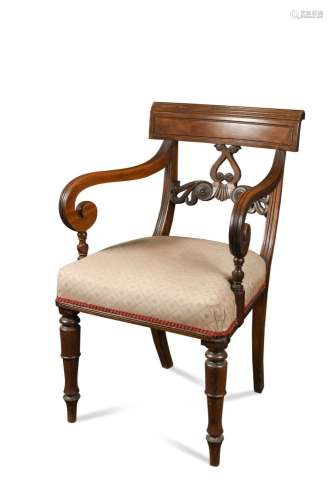 A mahogany elbow chair, 19th century,