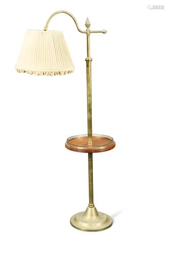 A brass standard reading lamp, circa 1900,