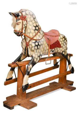A dapple-grey painted rocking horse, early 20th century,