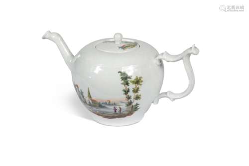A continental porcelain teapot and cover,