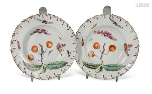 Two Chelsea Derby plates, circa 1765,