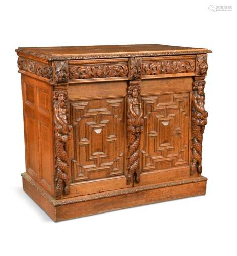 An oak side cabinet, attributed to Richard Bridgens, 19th ce...