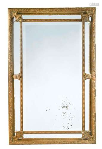 A sectional gilt framed wall mirror, 19th century,