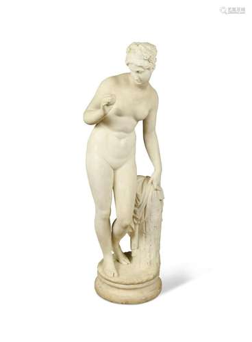 After Bertel Thorvaldsen, a carved marble figure of Venus wi...