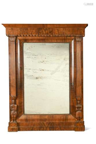 A Continental mahogany pier mirror, 19th century,