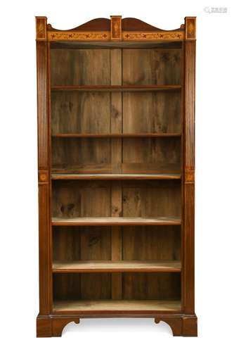 A mahogany open front bookcase, 19th century,