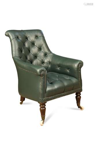 A late Regency mahogany library armchair,