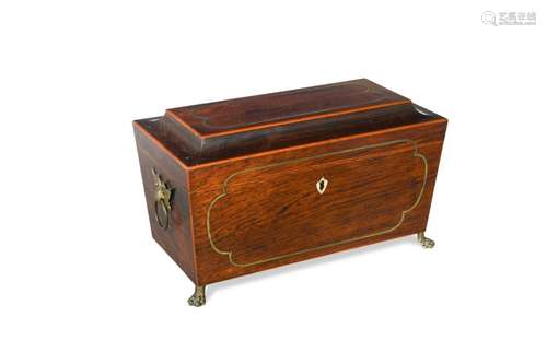 A Regency rosewood tea caddy,