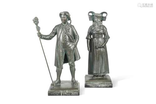 Arnold Künne (German 1866-1942), a pair of bronze Wedding fi...