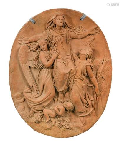 A Continental terracotta relief of The Assumption of the Vir...