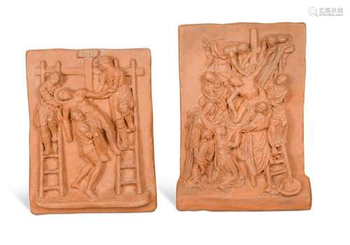 Two terracotta relief panels of the Deposition, 1864,