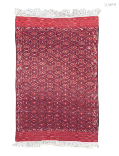 A red-ground soumak kelly carpet,