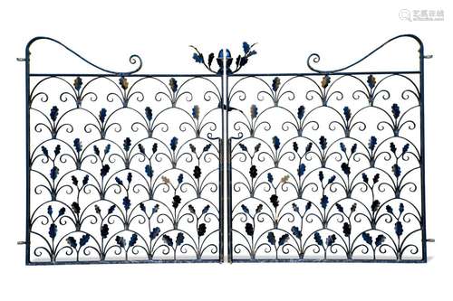 A pair of wrought iron gates,