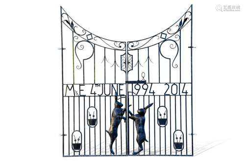 A pair of wrought iron gates, modern,