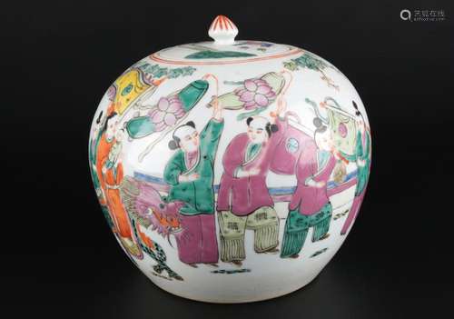 China vase Qing-Dynasty 19th century, China bauchige Vase,